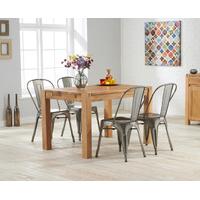 Verona 120cm Solid Oak Dining Table with Tolix Industrial Style Dining Chairs
