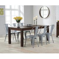 verona 150cm dark solid oak dining table with tolix industrial style d ...