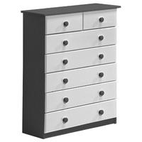 Verona Graphite Pine and White 5+2 Chest of Drawer