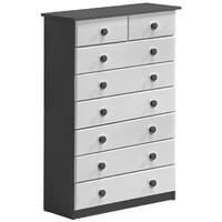 Verona Graphite Pine and White 6+2 Chest of Drawer