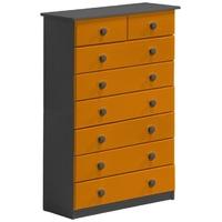 Verona Graphite Pine and Orange 6+2 Chest of Drawer