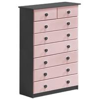 verona graphite pine and pink 62 chest of drawer