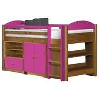 verona maximus antique pine and fuchsia 3ft mid sleeper bed set 2