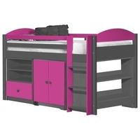 verona maximus graphite pine and fuchsia 3ft mid sleeper bed set 2