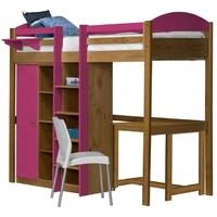 Verona Maximus Antique Pine and Fuchsia with Central Ladder High Sleeper Bed Set 2