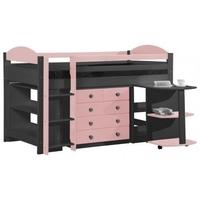 Verona Maximus Graphite Pine and Pink 3ft Mid Sleeper Bed Set 1