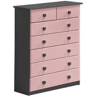 Verona Graphite Pine and Pink 5+2 Chest of Drawer