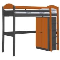 verona maximus graphite pine and orange standard high sleeper bed set  ...