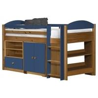 verona maximus antique pine and blue 3ft mid sleeper bed set 2