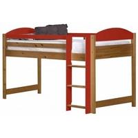 verona maximus antique pine and red 3ft mid sleeper bed