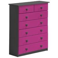 Verona Graphite Pine and Fuchsia 5+2 Chest of Drawer