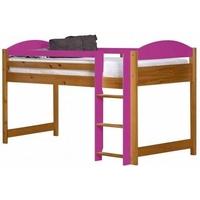 Verona Maximus Antique Pine and Fuchsia 3ft Mid Sleeper Bed