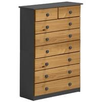 Verona Graphite Pine and Antique 6+2 Chest of Drawer