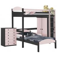 verona maximus graphite pine and pink l shape high sleeper bed set 2