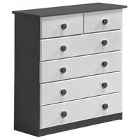 Verona Graphite Pine and White 4+2 Chest of Drawer