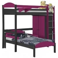 Verona Maximus Graphite Pine and Fuchsia L Shape High Sleeper Bed Set 1