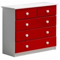 Verona Whitewash Pine and Red 3+2 Chest of Drawer