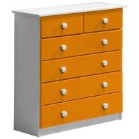 Verona Whitewash Pine and Orange 4+2 Chest of Drawer