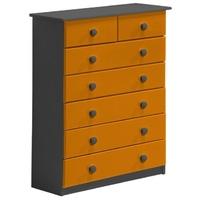 Verona Graphite Pine and Orange 5+2 Chest of Drawer