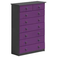 Verona Graphite Pine and Lilac 6+2 Chest of Drawer