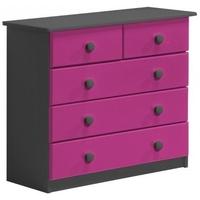 Verona Graphite Pine and Fuchsia 3+2 Chest of Drawer