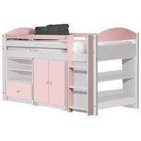 Verona Maximus Whitewash Pine and Pink 3ft Mid Sleeper Bed Set 2