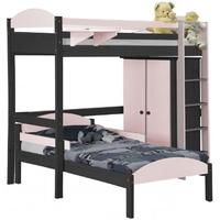 verona maximus graphite pine and pink l shape high sleeper bed set 1