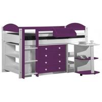 verona maximus whitewash pine and lilac 3ft mid sleeper bed set 1