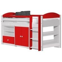 Verona Maximus Whitewash Pine and Red 3ft Mid Sleeper Bed Set 2