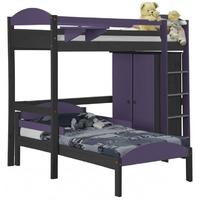 verona maximus graphite pine and lilac l shape high sleeper bed set 1