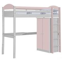 Verona Maximus White Pine and Pink Standard High Sleeper Bed Set 1