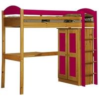 Verona Maximus Antique Pine and Fuchsia Standard High Sleeper Bed Set 1