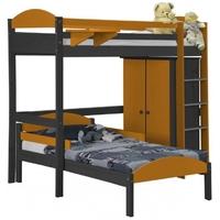 verona maximus graphite pine and orange l shape high sleeper bed set 1