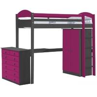 Verona Maximus Graphite Pine and Fuchsia High Sleeper Bed Set 2