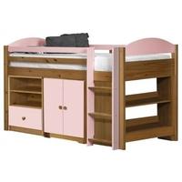 verona maximus antique pine and pink 3ft mid sleeper bed set 2