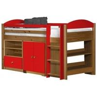 Verona Maximus Antique Pine and Red 3ft Mid Sleeper Bed Set 2