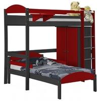 Verona Maximus Graphite Pine and Red L Shape High Sleeper Bed Set 1