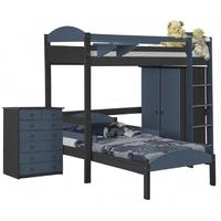 Verona Maximus Graphite Pine and Blue L Shape High Sleeper Bed Set 2