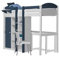 Verona Maximus Whitewash Pine and Blue with Central Ladder High Sleeper Bed Set 2