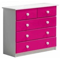 Verona Whitewash Pine and Fuchsia 3+2 Chest of Drawer