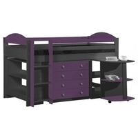 verona maximus graphite pine and lilac 3ft mid sleeper bed set 1