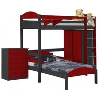 Verona Maximus Graphite Pine and Red L Shape High Sleeper Bed Set 2