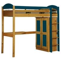 Verona Maximus Antique Pine and Blue Standard High Sleeper Bed Set 1