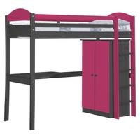 verona maximus graphite pine and fuchsia standard high sleeper bed set ...