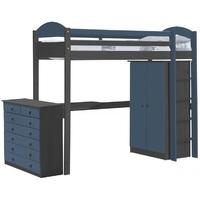 verona maximus graphite pine and blue high sleeper bed set 2