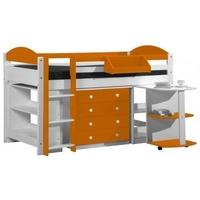 verona maximus whitewash pine and orange 3ft mid sleeper bed set 1