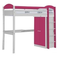 Verona Maximus White Pine and Fuchsia Standard High Sleeper Bed Set 1