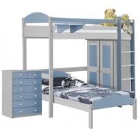 Verona Maximus Whitewash Pine and Baby Blue L Shape High Sleeper Bed Set 2