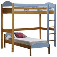 Verona Maximus Antique Pine and Baby Blue L Shape High Sleeper Bed