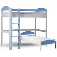 Verona Maximus Whitewash Pine and Baby Blue L Shape High Sleeper Bed